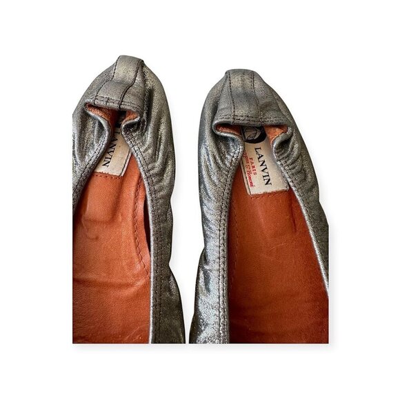 Lanvin Classic Ballerina Flats with Oversized Bows. Pewter leather. - Picture 13 of 13